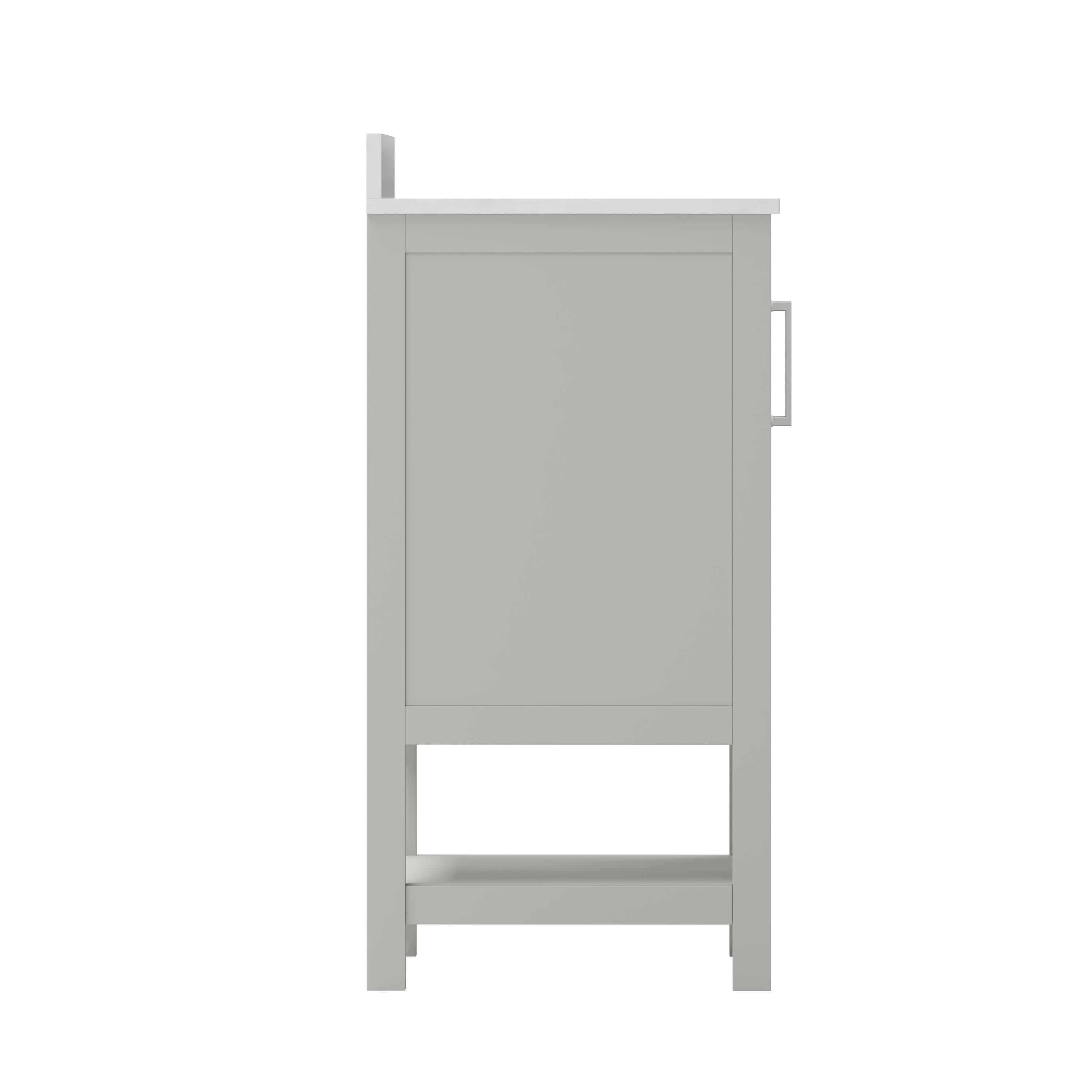 BizChair 30 Inch Bathroom Vanity with Sink Combo, Storage Cabinet with Soft Close Doors and Open Shelf, Carrara Marble Finish Countertop, Gray/White
