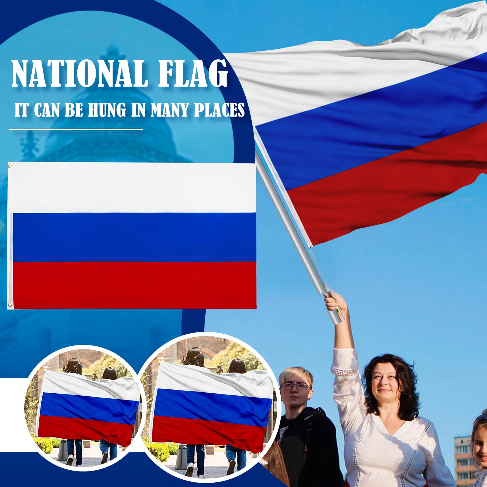  AZ FLAG - Russia Flag - 3x5 Ft - 100D Polyester Russian Banner  with Two Metal Grommets - Fade Resistant - Vivid Colors - 3' x 5' Feet -  150x90 Cm : Patio, Lawn & Garden