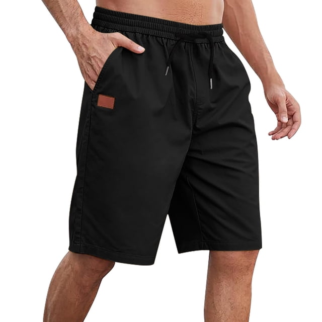 Men's Plus Size Drawstring Athletic Shorts - Elastic Waist, Polyester for Gym/Summer