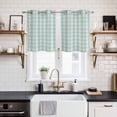 thumbnail image 2 of Blue Green Kitchen Curtains Small Short 39 Inch Length, Grid Checkered Plaid Gingham Lattice Trellis Grommet Bedroom Living Room Curtains, Light Filtering Cafe Curtain Drapes 2 Panels Set 55''x39'', 2 of 9