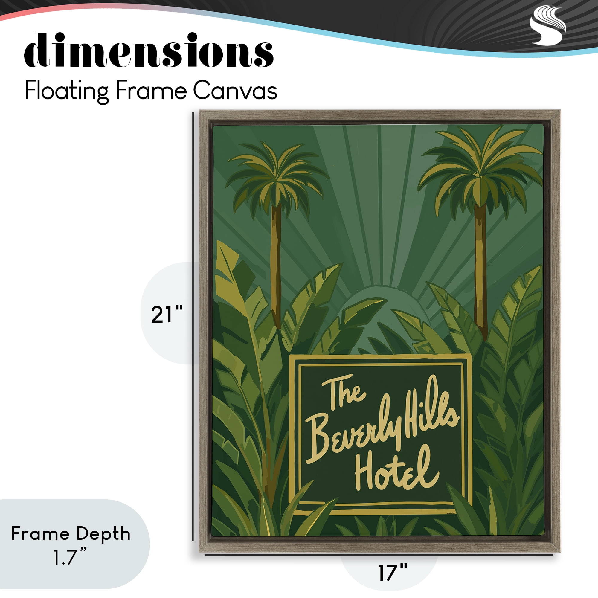 Stupell Industries Retro Beverly Hills Hotel Brown Framed Floater Canvas Wall Art, design by Amelia Noyes