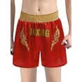 thumbnail image 3 of SiiRoh Boys Boxing Fight Shorts Sequin Muay Thai Kickboxing Training Trunks MMA Grappling Shorts Red 8, 3 of 5