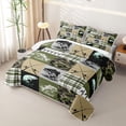 thumbnail image 3 of meiyoeat Rustic Outdoor Fishing Bed Spread Queen for Men Boys, Vintage Forest Plaid Camo Queen Coverlet Set, Olive Green, 3-Piece, 3 of 7
