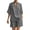 Gray, variant on Women 2 Piece Outfits Cotton Linen Short Sleeve V Neck Shirts Match Shorts Sets Summer Beach Loungewear