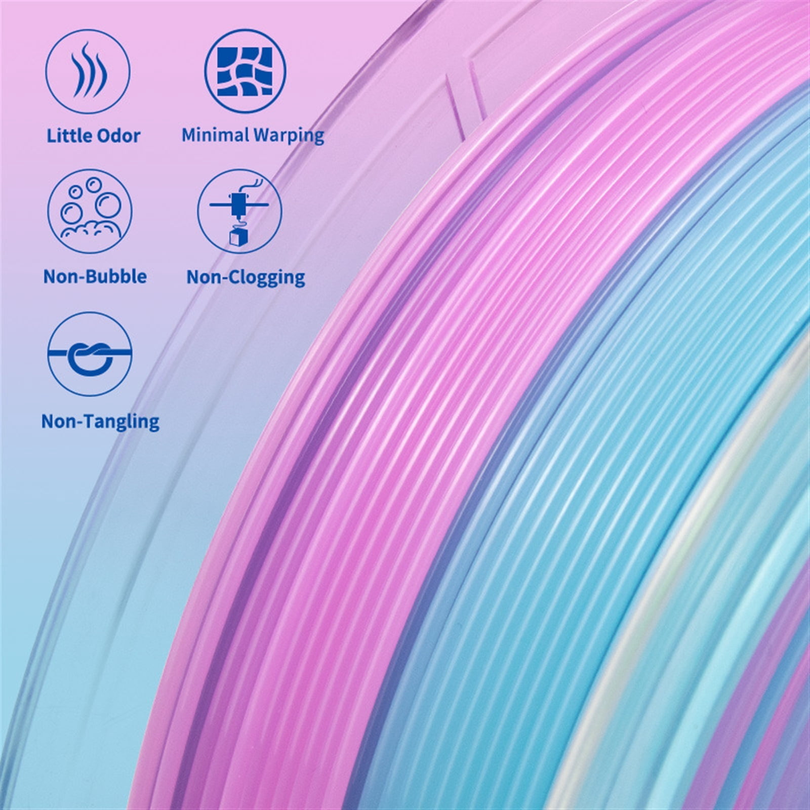 3D Printer Filament Multicolor Gradient Translucent PETG 3D Printer Material 1.75mm Filament for 3D Printing