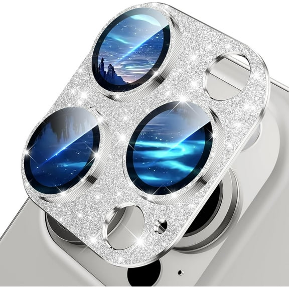 for iPhone 15 Pro/iPhone 15 Pro Max Camera Lens Protector,[Upgrade Strong Adhesion][Night Shooting Mode] Alloy Metal Camera Screen Protector Shatterproof Cover Film Accessories,Glitter