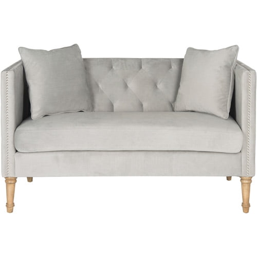 Safavieh Sarah Tufted Settee with Pillows, Grey