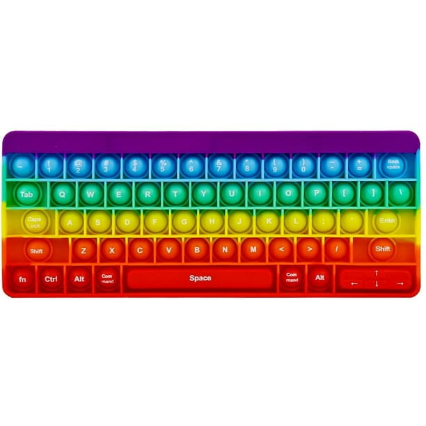 Cpdd Push Toy Pop Bubble Fidget Sensory Toys Push It Pop Fidget Toys Rainbow Keyboard Shape, Pop Silicone Popper Toy Anxiety Stress Reliever Relief Au