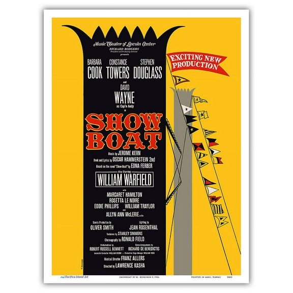 Showboat - Starring Barbara Cook and Constance Towers - Vintage Broadway Poster by M. Koskinen c.1966 - Master Art Print (Unframed) 9in x 12in
