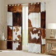 thumbnail image 2 of Homewish Country Farm Cowhide Black Out Curtains,Rustic Farmhouse Cabin Curtains Pack of 2 (42x63 Each),Patchwork Cow Hide Bedroom Curtains For Men Women,Ultra Soft Home Decor, 2 of 6