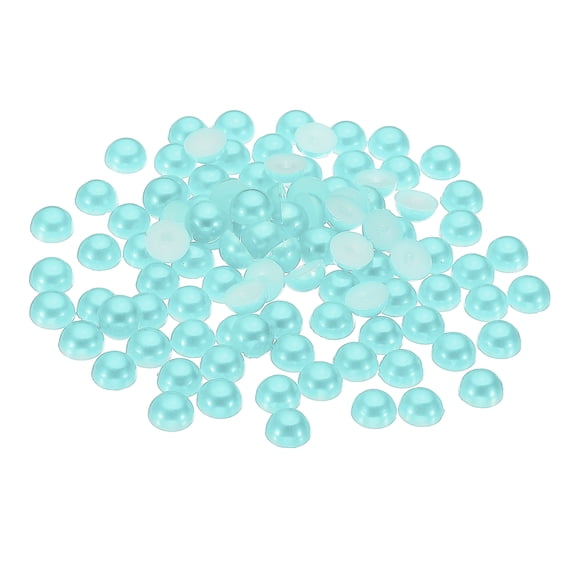 Uxcell 500Pcs Flatback Pearls Beads for Crafting, 10mm Half Round Resin Beads Flatback Pearls for Nail Charms, Sky Blue