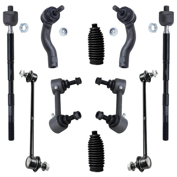 Detroit Axle - 10pc Suspension Kit for 2005-2010 Scion tC 2006 2007 2008 2009, 4 Front & Rear Sway Bar Links, 4 Inner Outer Tie Rods, 2 Boots Replacement