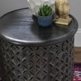 thumbnail image 4 of Powell Kacey Carved Wood Round Indoor End Table, 18" Tall, Dark Gray, 4 of 6