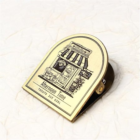 Vintage Metal Book Clip Afternoon Time Zinc Alloy for TN Travelers Moterm Midori Notebook Accessories, Decorative Binder Clip for Bullet Journal Junk Journal Collage Page Holder