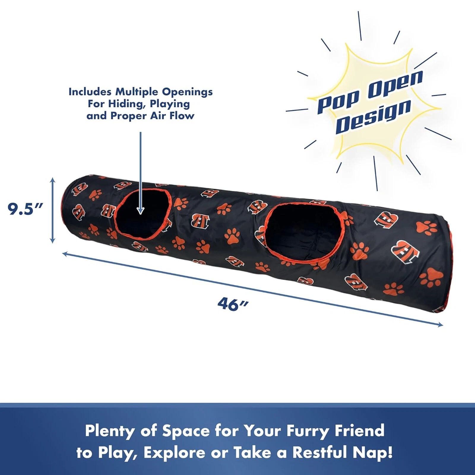 Pets First NFL Cat Tunnel Tube Toy & Plush Football Toy Filled with Catnip