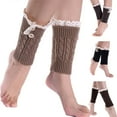 thumbnail image 3 of Yokua Women Cable Knitted Boot Cuffs Lace Trim Double Button Short Socks Leg Warmers, 3 of 8