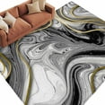 thumbnail image 2 of Area Rug for Living Room, Black Gray Marble Non-Slip Indoor Large Carpet for Bedroom/Dining Room, Vintage Golden Abstract Patterned Washable Low-Profile Rectangle Floor Runner Rugs - 6 x 9 Ft, 2 of 7