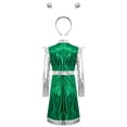 thumbnail image 4 of TiaoBug Kids Girls Alien Outerspace Dress-up Metallic Robot A Line Dress with Feeler Headband Green 8, 4 of 7