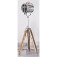 thumbnail image 1 of Nautical Chrome Spot Light Searchlight Studio Floor Lamp Teak Wood Tripod Stand, 1 of 6