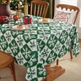 thumbnail image 3 of Vinyl Christmas Tablecloth with Flannel Backing Rectangle 52x70 Inch,Snowflake Holiday Wipeable Waterproof Plastic Table Cloth,Winter Xmas Heavy Duty Table Cover for Kitchen Dinner,Green, 3 of 6