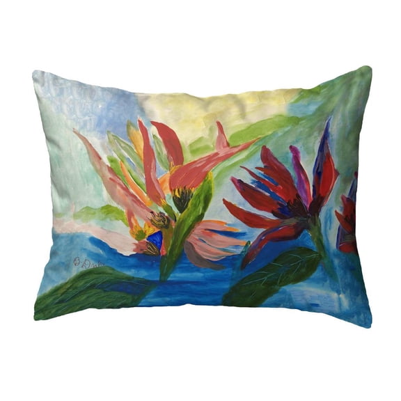 Betsy Drake Interiors Flaming Flowers No Cord Pillow 16x20