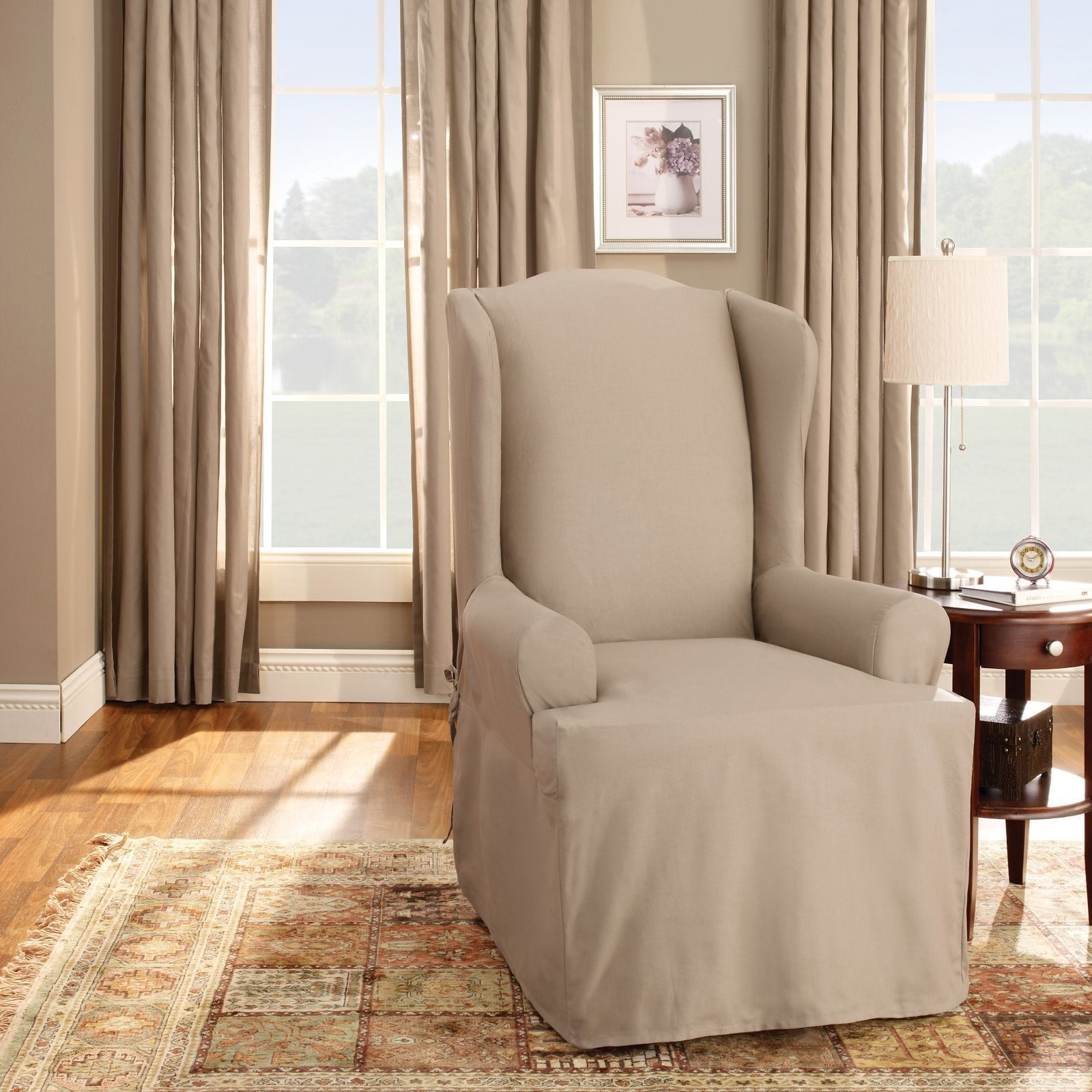 Sure Fit Cotton Duck Wing Chair Slipcover