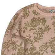 Womens Soft Pink & Gold Floral Print Pull-Over Sweater XX-Large