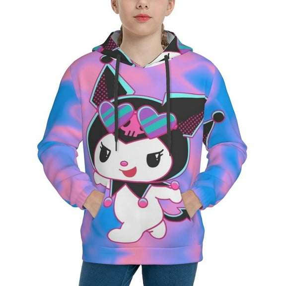 Sanrio Kuromi Kids' Hoodie 3d Print Sweatshirt Soft Pullover Hooded With Big Pockets Fans Gifts For Boys Or Girls X-Large