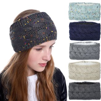 Lauzq Double-Layer Ear Warmer Headband-Knit Fuzzy Lined Winter Ear Muff for Men