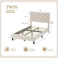 thumbnail image 2 of Tamaño individual platform marco de cama con beige forrado cabecero, de madera slats support, no box spring required, easy to assemble, noise - free, serves as forrado mattress foundation, 2 of 6
