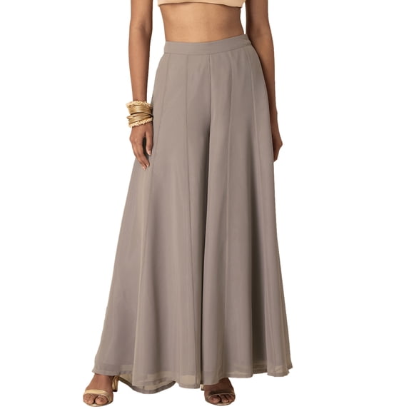 Grey Flared Palazzo Pants
