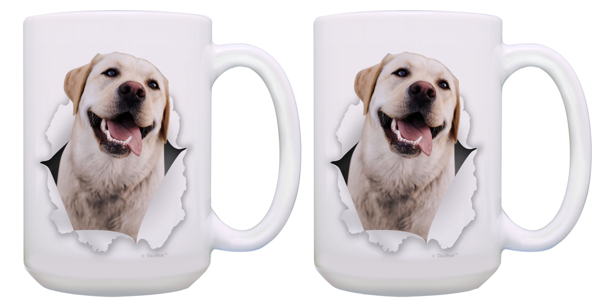 ThisWear Yellow Lab Mug Set Labrador Face Cups Lab Themed Gifts 2 Pack