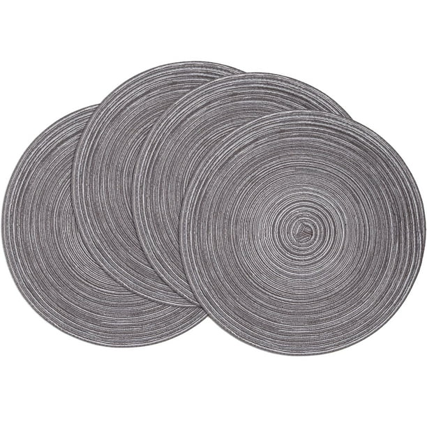 Individuales redondos trenzados SHACOS de algodón y poliéster, 38 cm, set de 4