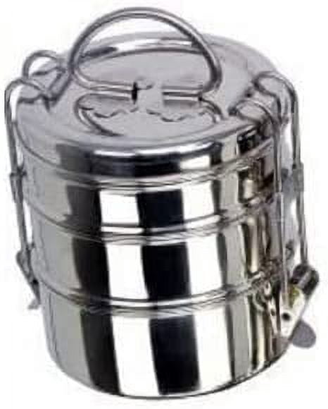 Stainless Steel 3 Food Compartment Lunch Box/Stackable Lunchbox, Food Grade Steel Healthy Lunch Box, (Approx. Capacity - 1500 ML) Pack of 1