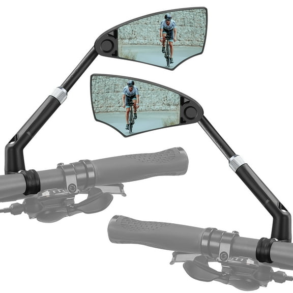 West Biking Anti-Glare Bike Mirror, Screw Mount Adjustable Handlebar Bike Rear View Mirror, a Pair
