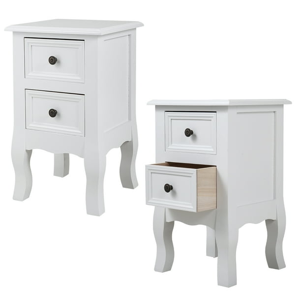 Jaxpety White Nightstand Wooden End Side Table With 2 Drawers Bedside Table For Bedroom Set Of 2 Walmart Com Walmart Com