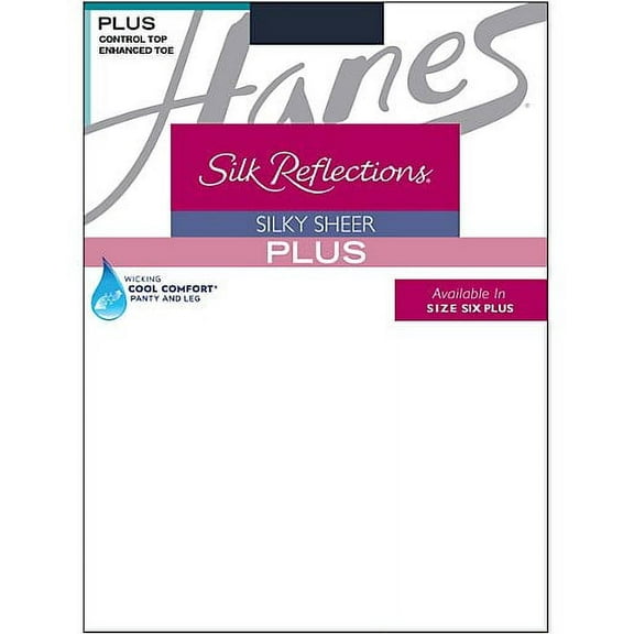Silk Reflections Womens Plus-Size Control Top Enhanced Toe Pantyhose