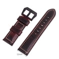 thumbnail image 3 of 22mm Genuine Leather Watch Band Red Oil-tanned Natural Crack Leather Wrist Straps With Black Buckle, 3 of 5
