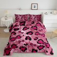 thumbnail image 1 of Erosebridal Leopard Cheepah Print Bedding Full Comforter Set, Girls Bow Down Comforter, Hot Pink, Breathable 3 Pieces, 1 of 7