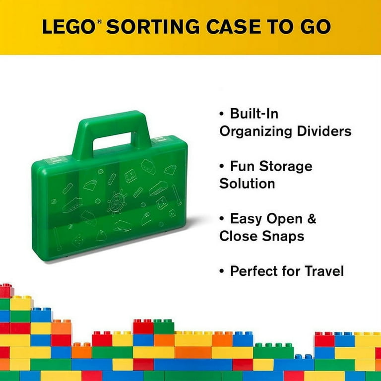 LEGO Sorting Box to Go Travel Case Organizing Dividers Green Travel Case