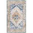 thumbnail image 2 of HAHDAXIA Boho Washable Living Room Rug 3x5 Throw Non-Slip Area for Bedroom Lightweight Thin Rugs Entryway Kitchen Vintage Print Aesthetic Capet Office Bathroom Laundry Room, Persian Blue/Oran, 2 of 6