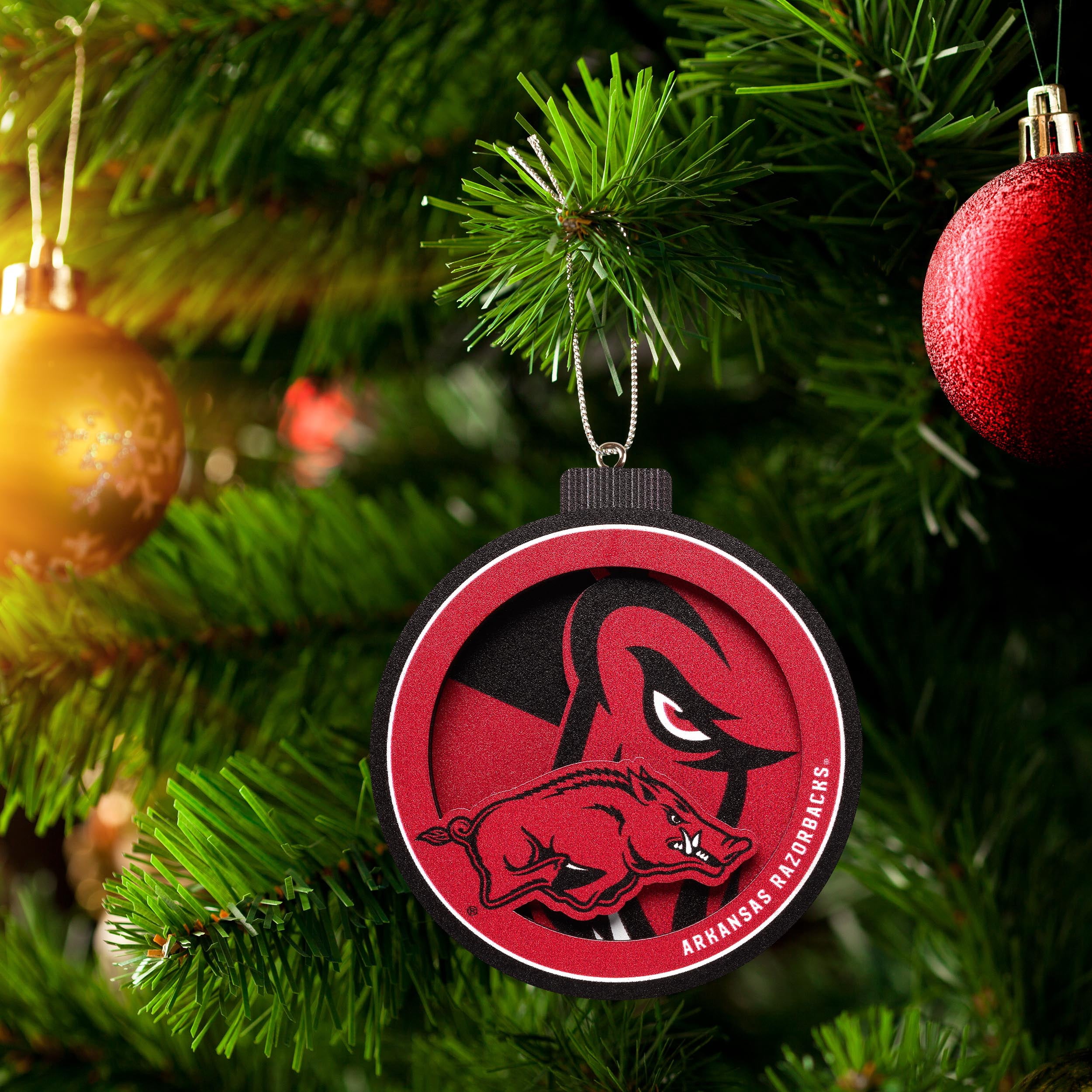 YouTheFan NCAA Arkansas Razorbacks 3D Logo Series Ornament