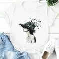 thumbnail image 4 of NAMTYQX Womens Short Sleeve Tops Loose Fit Trendy Short Sleeve Gemustert Round Neck Breathable Plus Size Print Lightweight Casual Tops for Women Black Size XL, 4 of 5