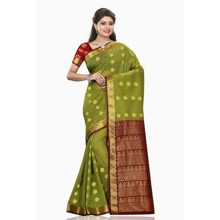 Indian Selections Mona Green with Maroon Art Silk Sari Saree Bellydance Wrap