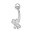 thumbnail image 1 of 10k White Gold Cubic Zirconia Cz Butterfly Belly Button Rings Screw Navel Bars Body Piercing Naval, 1 of 6