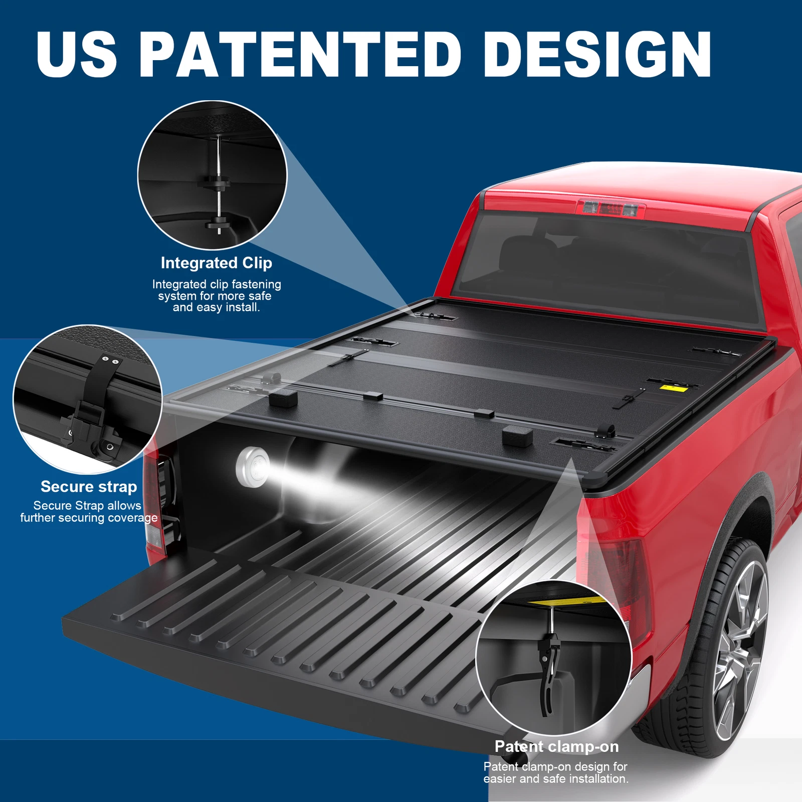 MOSTPLUS FRP 4-Fold 6FT Hard Truck Tonneau Cover for 2024 2025 2026 Toyota Tacoma Truck Bed On Top