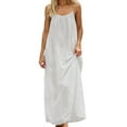 thumbnail image 1 of GDREDA Robe Maxi Sans Manches pour Femmes, Dos Ouvert, Coupe Ample, Robe de Maison Décontractée, Tenue d'Intérieur, Robe de Maison, Couvre-Maillot, Blanc, P, 1 of 8