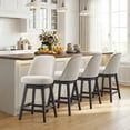thumbnail image 3 of AFO 26" Upholstered Swivel Counter Height Bar Stools Set of 6, Modern Fabric Bar Chairs with Solid Wood Frame, Suitable for 35"-39" Table, For Kitchen Island Dining Room Pub Restaurant, Beige, 3 of 12