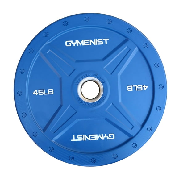 GYMENIST Plaques Pare-Chocs Commerciales Format Olympique Plaques de Poids Robustes pour Barre de 2 Pouces (45 Lb - Bleu) (G341-45)