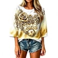 thumbnail image 2 of Warop 3/4 Sleeve Top for Women Fashion World Cup Print Crewneck Blouses Casual Loose Fit Shirts, 2 of 7